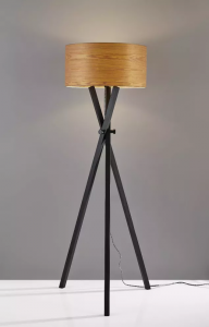 Homeroots.co 372788 Architectonic Black Wood Tripod Floor Lamp With Ru