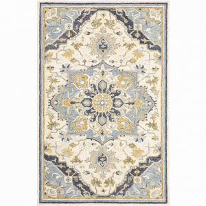 Homeroots.co 383595 5'x8' Blue And Ivory Bohemian Designs Indoor Rug