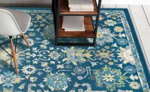 Homeroots.co 375369 94 X 130 Teal Polypropylene Rug