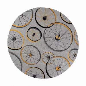 Homeroots.co 353075 7' Round Polyester Grey Area Rug