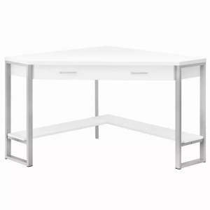 Homeroots.co 355733 42 X 42 X 30 Whitewithsilver  Metal  Computer Desk