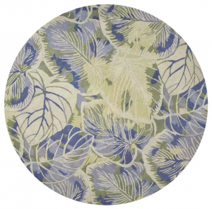 Homeroots.co 354145 5' Round  Wool Blue Or  Green Area Rug