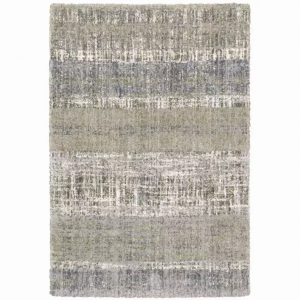 Homeroots.co 383679 7'x9' Grey And Ivory Abstract Lines Indoor Area Ru