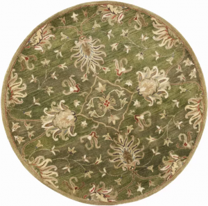 Homeroots.co 352893 5' Round  Wool Emerald Green Area Rug