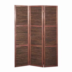 Homeroots.co 342750 Warm Brown 3 Panel Room Divider Screen