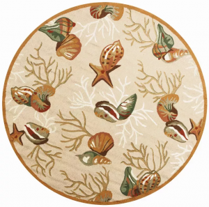 Homeroots.co 353073 7' Round Polyester Beige Area Rug