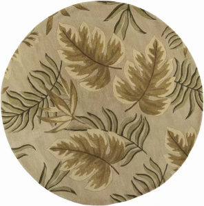 Homeroots.co 350149 7' Round Wool Sand Area Rug