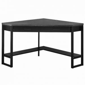 Homeroots.co 355734 Black And Grey Top Corner Computer Desk