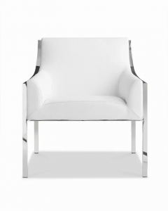 Homeroots.co 372151 31 X 33 X 30 White Stainless Steel Armed Chair