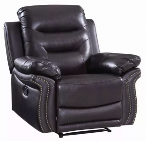 Homeroots.co 329419 44 Brown Comfortable Leather Recliner Chair