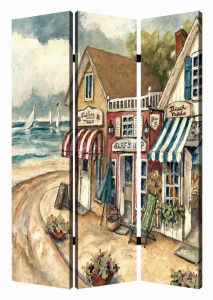 Homeroots.co 277091 1 X 48 X 72 Multi Color Wood Canvas Seaside Town S