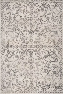 Homeroots.co 350271 8' X 13' Ivory And Gray Floral Scroll Area Rug