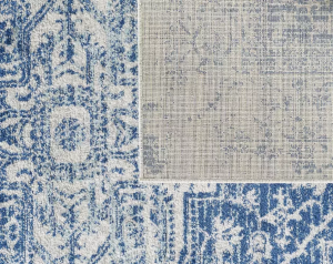 Homeroots.co 374662 94 X 123 Ivory Or Blue Polypropylene Rug