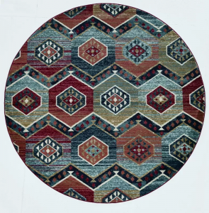 Homeroots.co 352680 7' Round  Polypropylene Red Area Rug