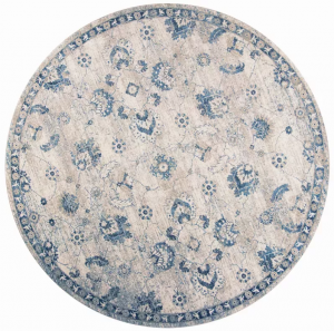 Homeroots.co 353028 7' Round Polypropylene Grey Or  Blue Area Rug