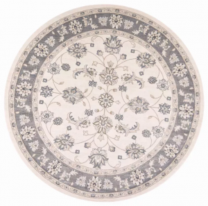 Homeroots.co 352689 7' Round  Polypropylene Ivory Or Grey Area Rug