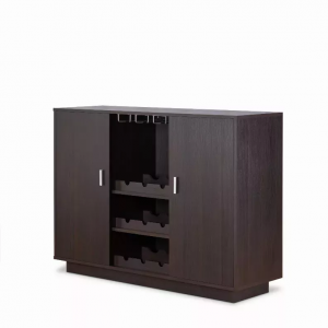 Homeroots.co 376947 Espresso Wood Finish Wine And Stemware Cabinet