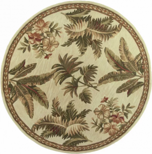 Homeroots.co 354148 5' Round  Wool Ivory  Area Rug