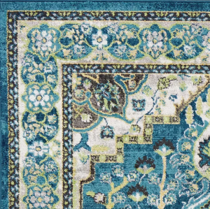 Homeroots.co 375378 94 X 130 Teal Polypropylene Rug