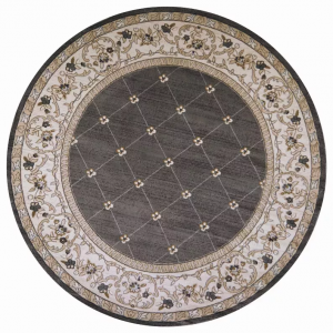 Homeroots.co 352692 7' Round  Polypropylene Grey Or  Ivory  Area Rug