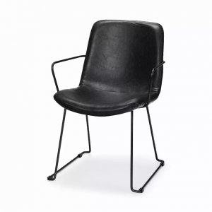 Homeroots.co 380412 Black Faux Leather With Seat Black Iron Frame Dini