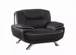 Homeroots.co 329465 40 Brown Sleek Leather Recliner Chair