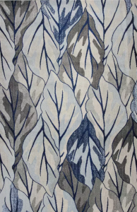 Homeroots.co 352514 5' X 7' Grey Or  Navy Modern Leaves Area Rug