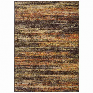 Homeroots.co 383686 6'x9' Distressed Gold And Charcoal Abstract Indoor