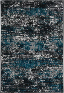 Homeroots.co 375422 7' Grey Or  Blue Polypropylene Runner Rug