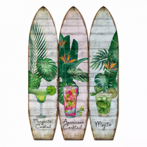 Homeroots.co 342731 47 X 1 X 71 Multicolor Wood Surfboard  Screen