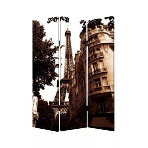 Homeroots.co 274620 1 X 48 X 72 Multi Color Wood Canvas Paris  Screen