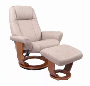 Homeroots.co 383056 Contemporary Sandy Beige Swivel Recliner And Ottom