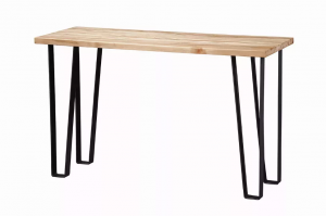 Homeroots.co 373953 Natural Maple And Black Steel Sofa Table