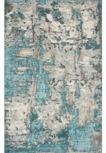 Homeroots.co 375597 99 X 122 Ivory Or Teal Polypropylene Rug