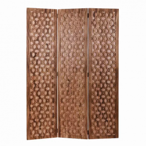 Homeroots.co 342753 Stunning Carved Brown Wood Room Divider Screen