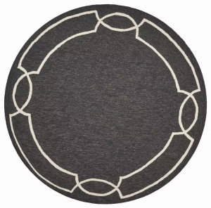 Homeroots.co 354111 7' Round  Uv Treated Polypropylene Onyx Area Rug