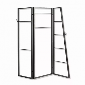 Homeroots.co 342778 Contemporary Metal Coatrack 3 Panel Room Divider S