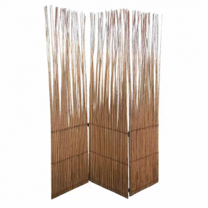 Homeroots.co 348672 Three Panel Natural Willow Room Divider Screen