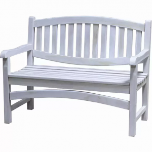 Homeroots.co 376790 Compact Teak Outdoor Bench With Curved Design In D