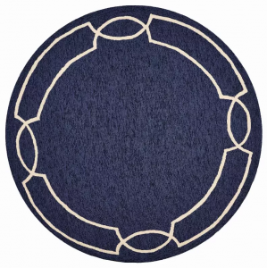 Homeroots.co 354107 7' Round  Uv Treated Polypropylene Ocean Area Rug