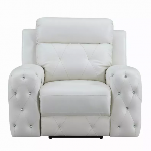 Homeroots.co 383937 White Leather Gel Cover Power Recliner In Plushily