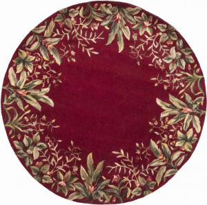 Homeroots.co 350233 7' Round Wool Ruby Area Rug