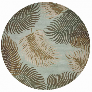 Homeroots.co 350148 7' Round Wool Aqua Area Rug