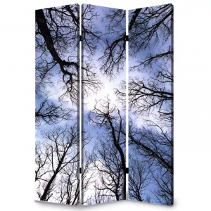 Homeroots.co 274653 1 X 48 X 72 Multi Color Wood Canvas Forest  Screen