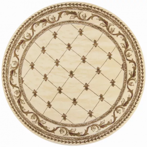 Homeroots.co 352957 7' Round Polypropylene Ivory Area Rug