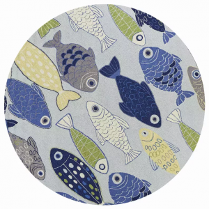 Homeroots.co 353069 7' Round Polyester Light Blue Area Rug