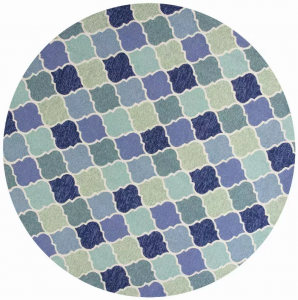 Homeroots.co 354130 7' Round Uv Treated Polypropylene Blue Area Rug