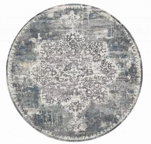 Homeroots.co 349802 7' Round Polyester Ivory Area Rug