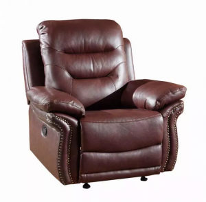 Homeroots.co 329428 44 Burgundy Comfortable Leather Recliner Chair