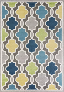 Homeroots.co 375379 2' X 7' Modern Gray With Pops Of Color Area Rug